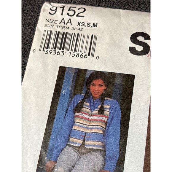 Simplicity 9152 Sewing Pattern Womens Vest Size XSmall-Small-Medium Vintage 1994 - Picture 2 of 5